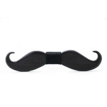 wood bow tie mens moustache black on black