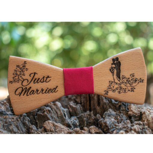 Ανδρικό Ξύλινο Παπιγιόν Just Married - Image 2