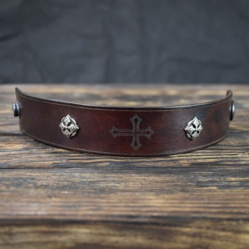 Δερμάτινο Βραχιόλι Mahogany Σταυρός 3cm - Image 2