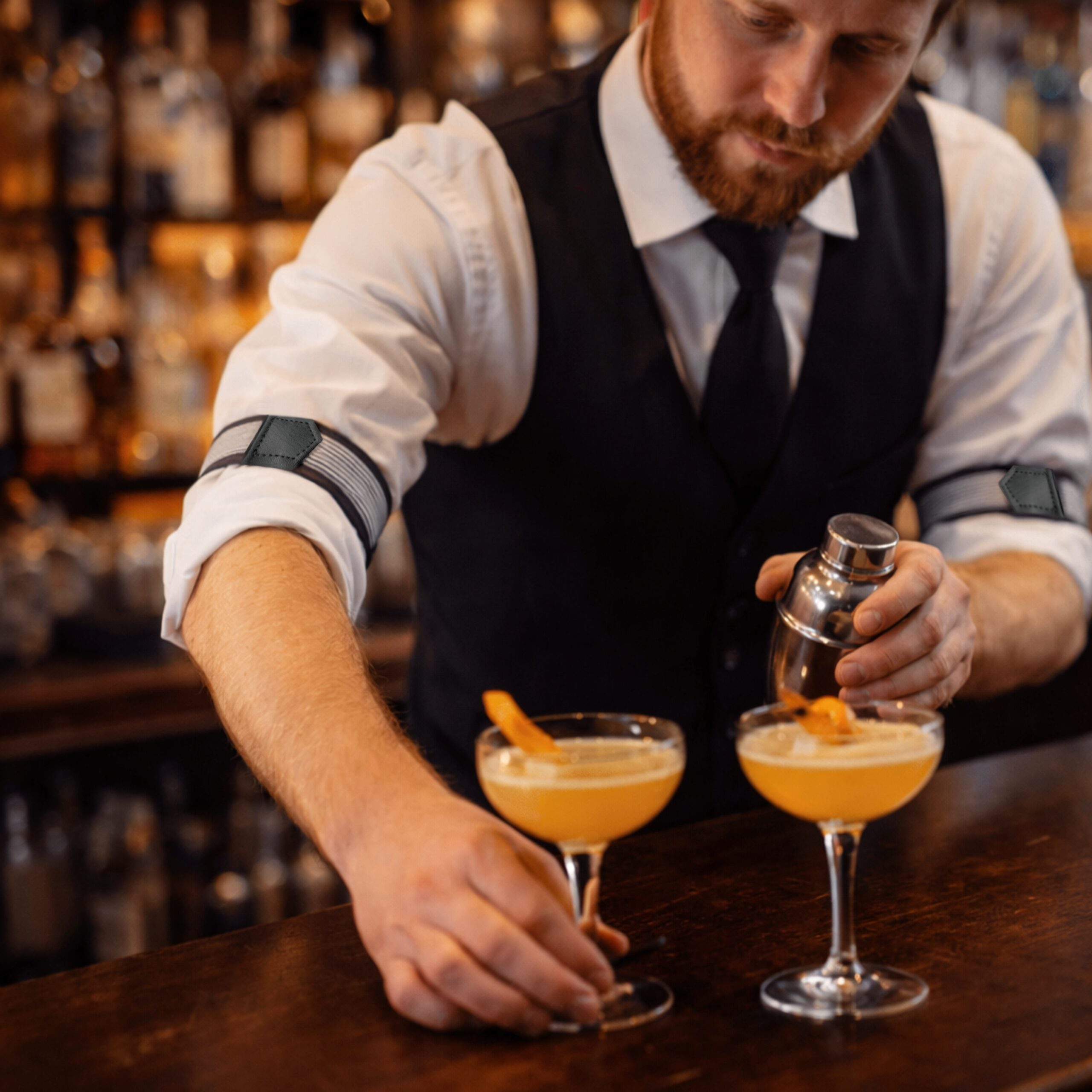 Περιβραχιόνια Ελαστικά με Δέρμα Μπλε Λεπτές Ρίγες - Image 2