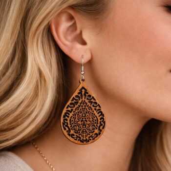 Ξύλινα Σκουλαρίκια Χαραγμένα Σταγόνες