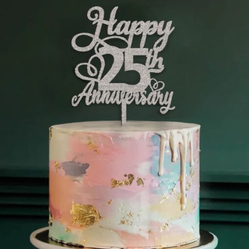Ξύλινο Τόπερ για Τούρτα Happy Anniversary με Αριθμό