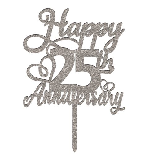 Ξύλινο Τόπερ για Τούρτα Happy Anniversary με Αριθμό - Image 2