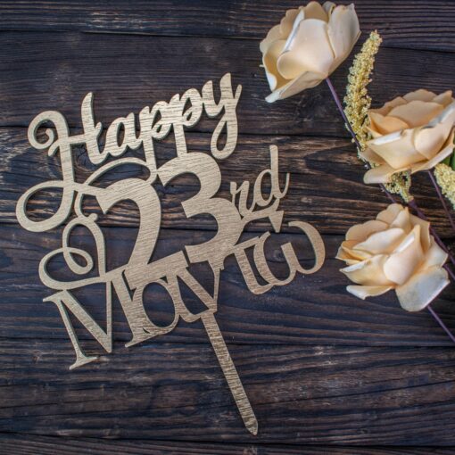 Ξύλινο Τόπερ για Τούρτα Happy 40th και Όνομα - Image 3