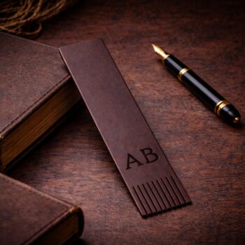 Σελιδοδείκτης Δερμάτινος Καφέ με Αρχικά