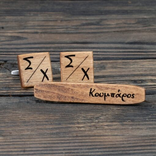 Μανικετόκουμπα & Κλιπ Γραβάτας Με Χαραγμένα Αρχικά - Image 4