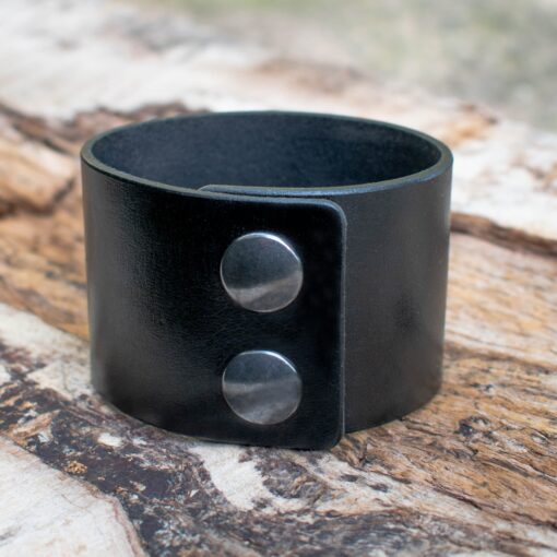 Δερμάτινο Περικάρπιο Μαυρο 5cm με διπλό τρουκσ