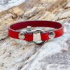 Δερμάτινο Βραχιόλι Κόκκινο με Μεταλλικό Κρίκο