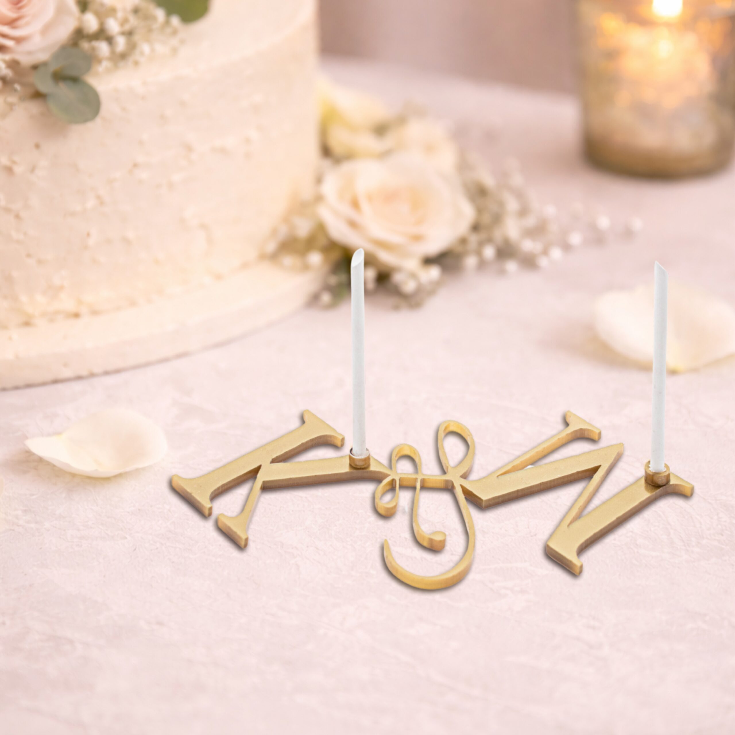 Διακοσμητικό με Αρχικά για το Πλάι της Τουρτας από Χρυσό Plexiglass - Image 3