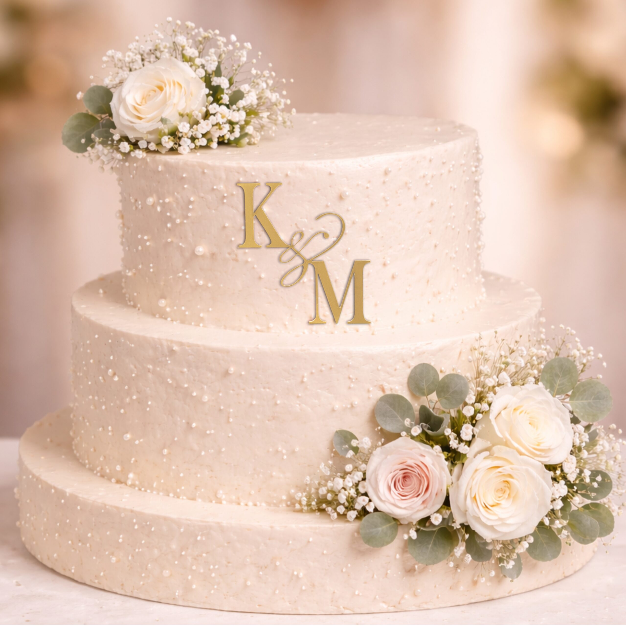 Διακοσμητικό με Αρχικά για το Πλάι της Τουρτας από Χρυσό Plexiglass