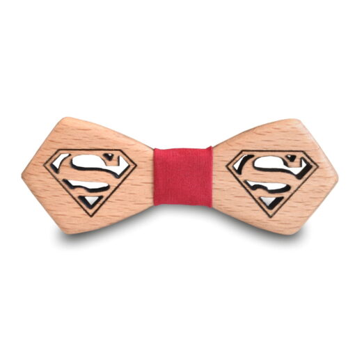 Παιδικό Ξύλινο Παπιγιόν Superman Σκαλιστό - Image 2